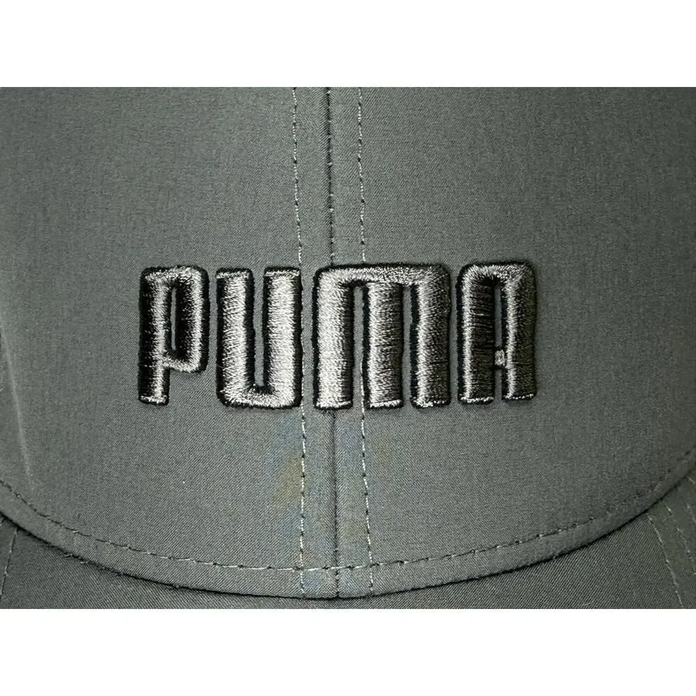 Puma Hat Cap Fitted Mens‎ L/XL Gray Stretch Polyester Golf Athletic Embroidered